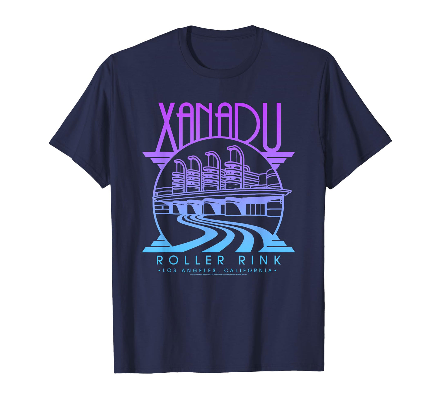 Olivia Newton-John Xanadu Roller Rink Purple Blue Fade Logo T-Shirt