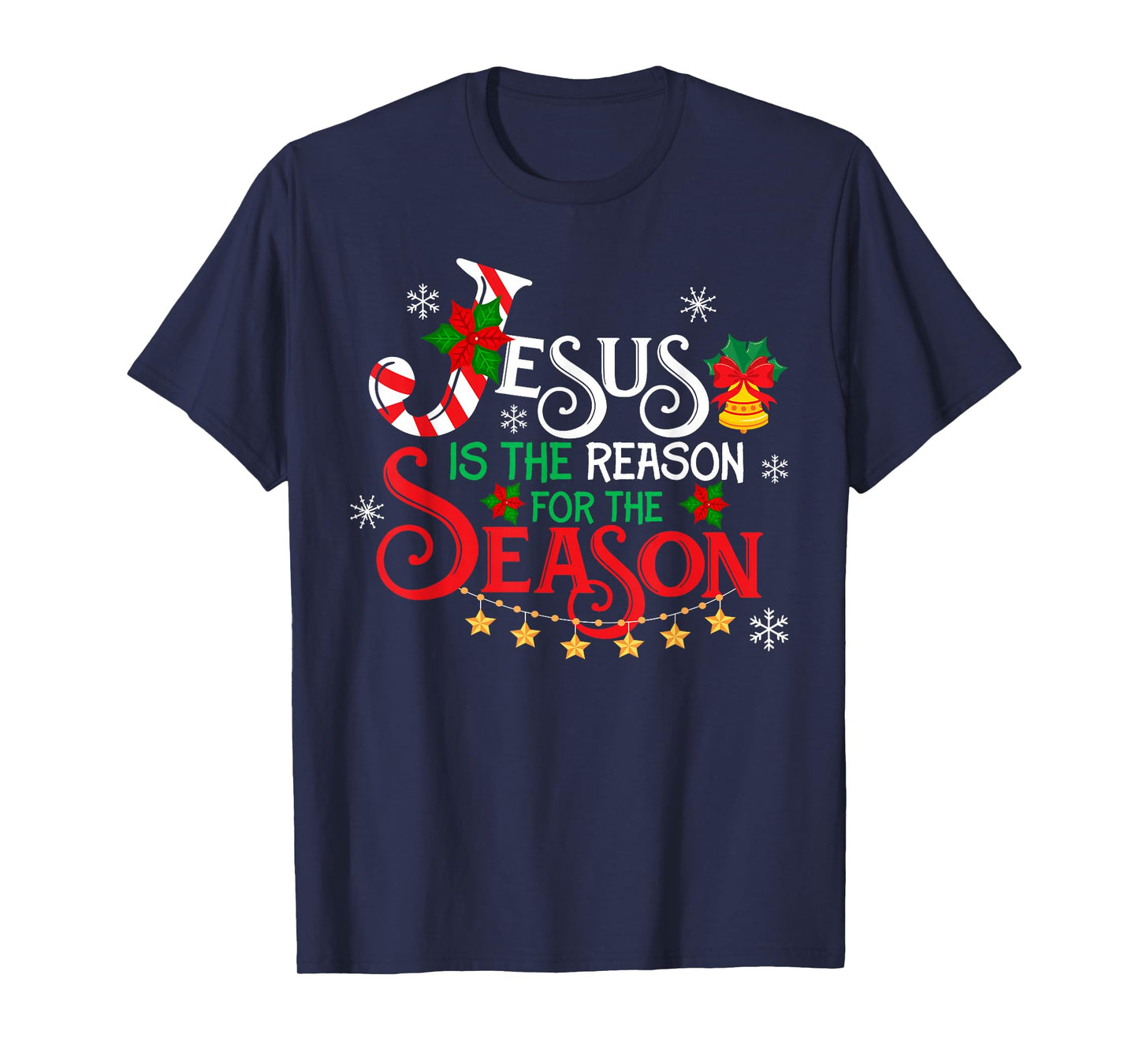Jesus is The Reason for The Season Religious Christmas Light T-Shirt