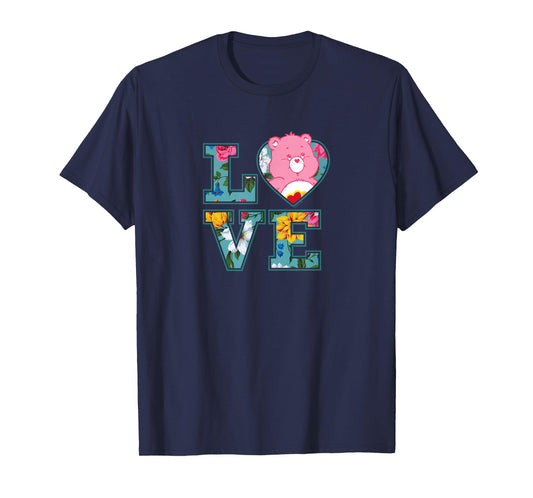 Care Bears Love Floral Block Letters Cute Cartoon T-Shirt