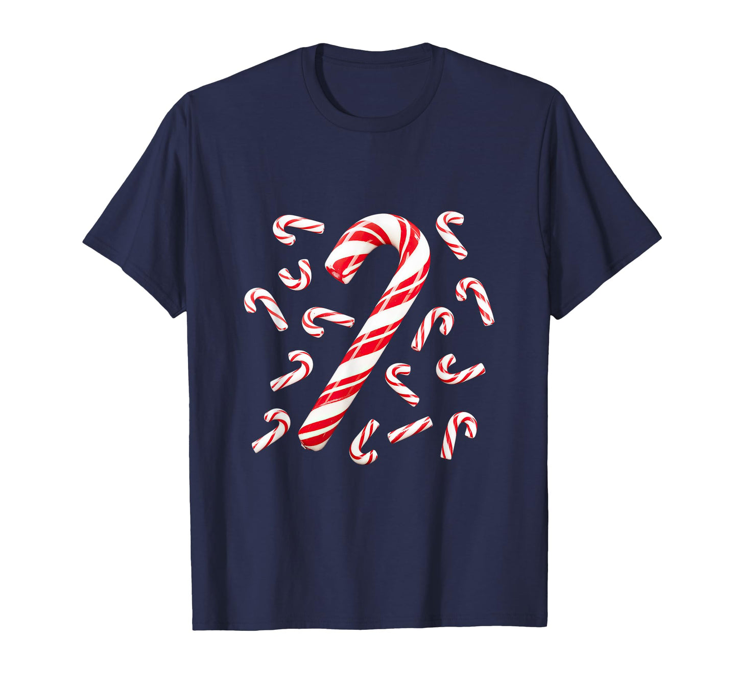 Red and White Candy Cane Santa Christmas T-Shirt