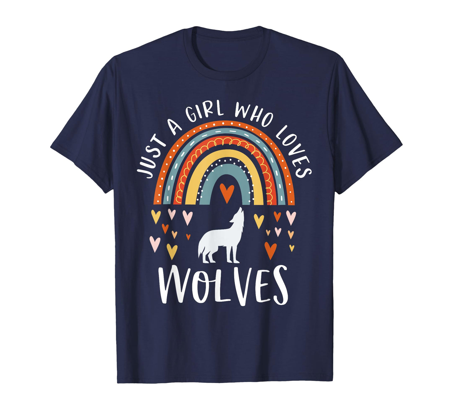 Just A Girl Who Loves Wolves Rainbow Gifts For Wolf Lover T-Shirt