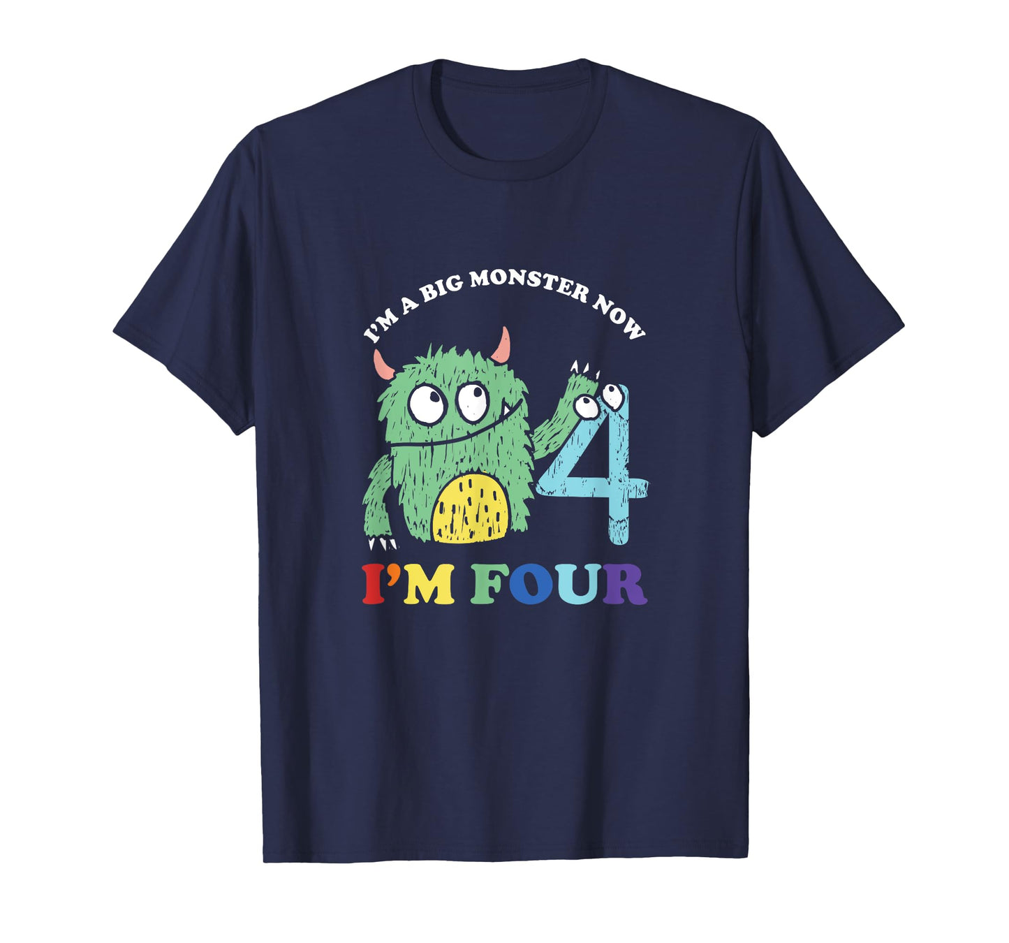Happy 4th Bday Four 4 Years Old Kids Monster Birthday Party T-Shirt