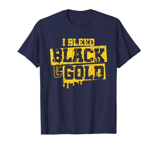 I Bleed Black & Gold Game Day Group School Football Sports T-Shirt