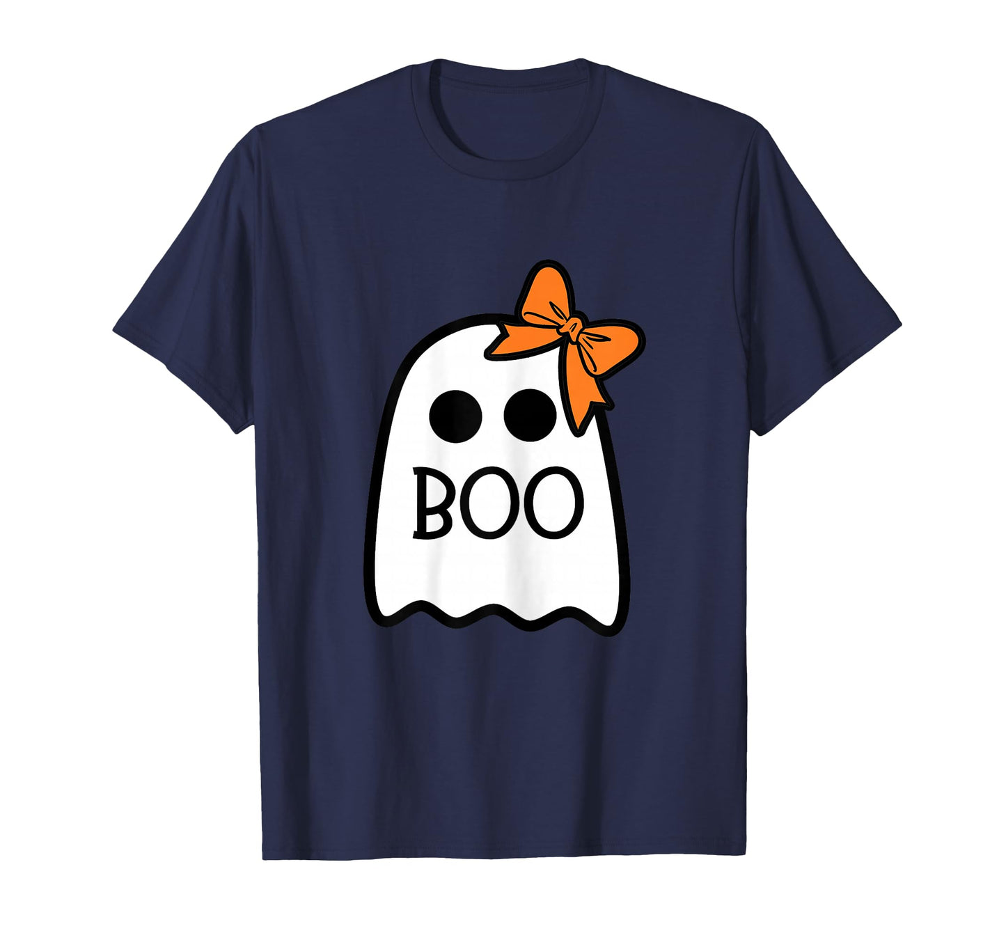 Girls Halloween Ghost with Bow Boo Costume T-Shirt
