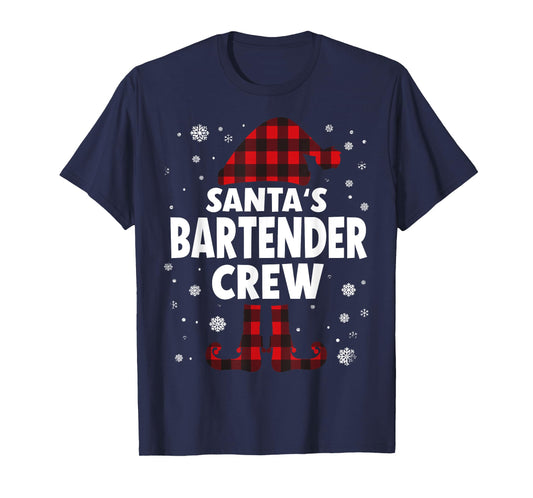 Santa's Bartender Crew Christmas T-Shirt