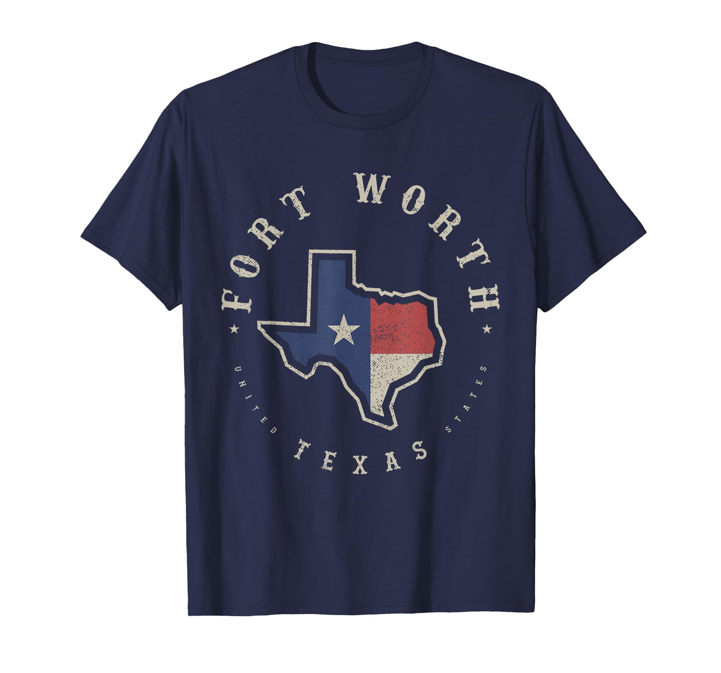 Vintage Fort Worth Texas State Flag Map Souvenir Gift T-Shirt