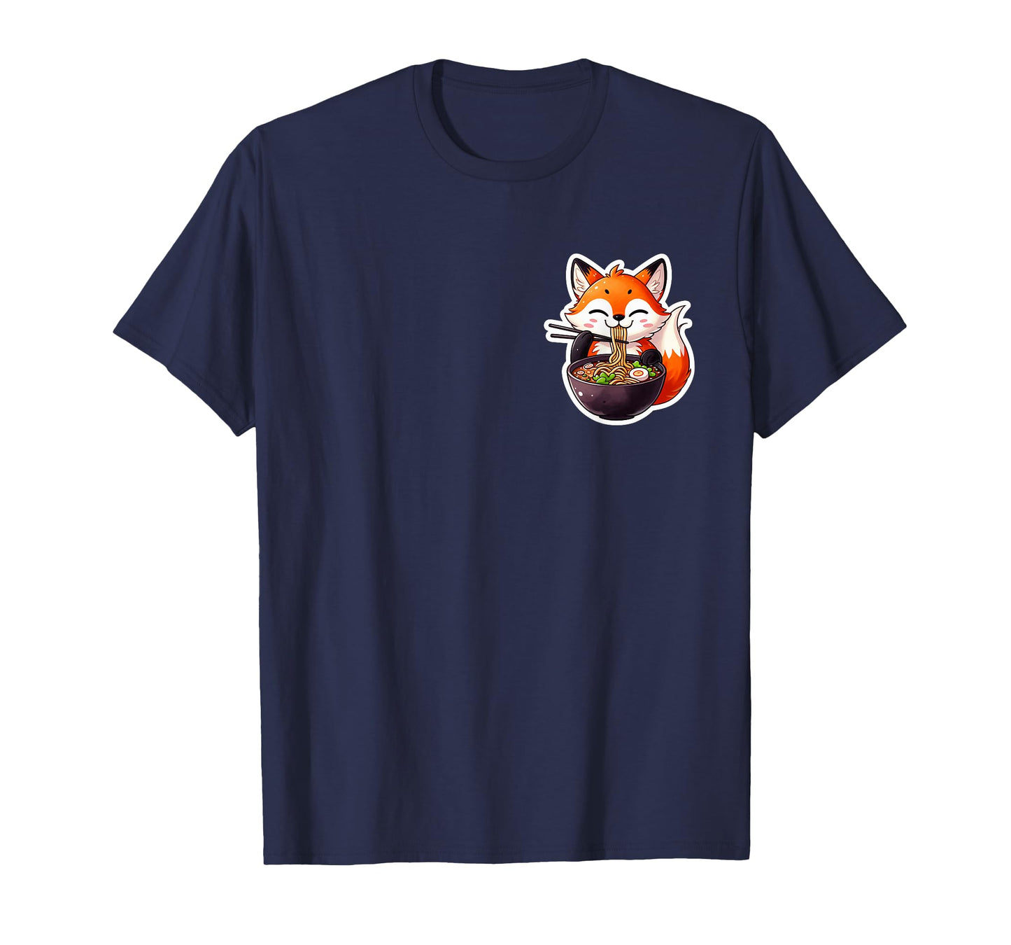 Cute Japanese Anime Kawaii Fox Eating Ramen Kids Girls T-Shirt