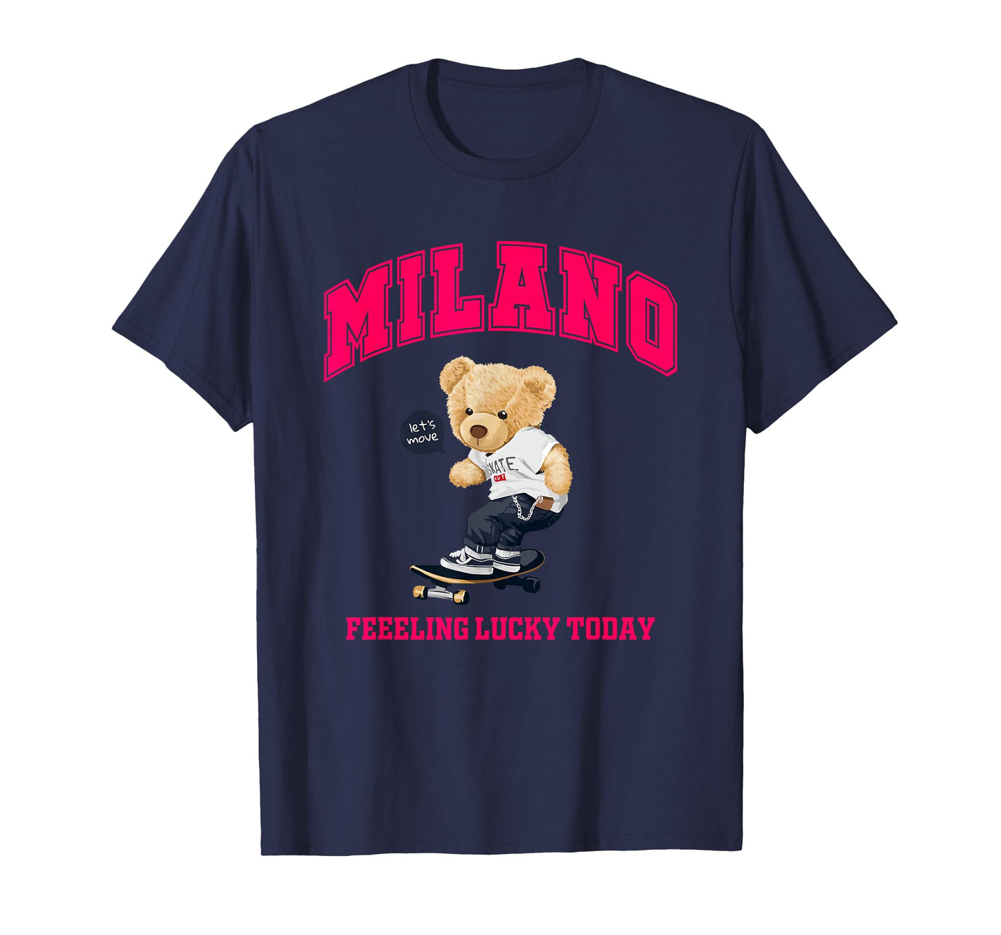 Cool Milan Italy Teddy Bear Illustration Graphic Cartoon T-Shirt