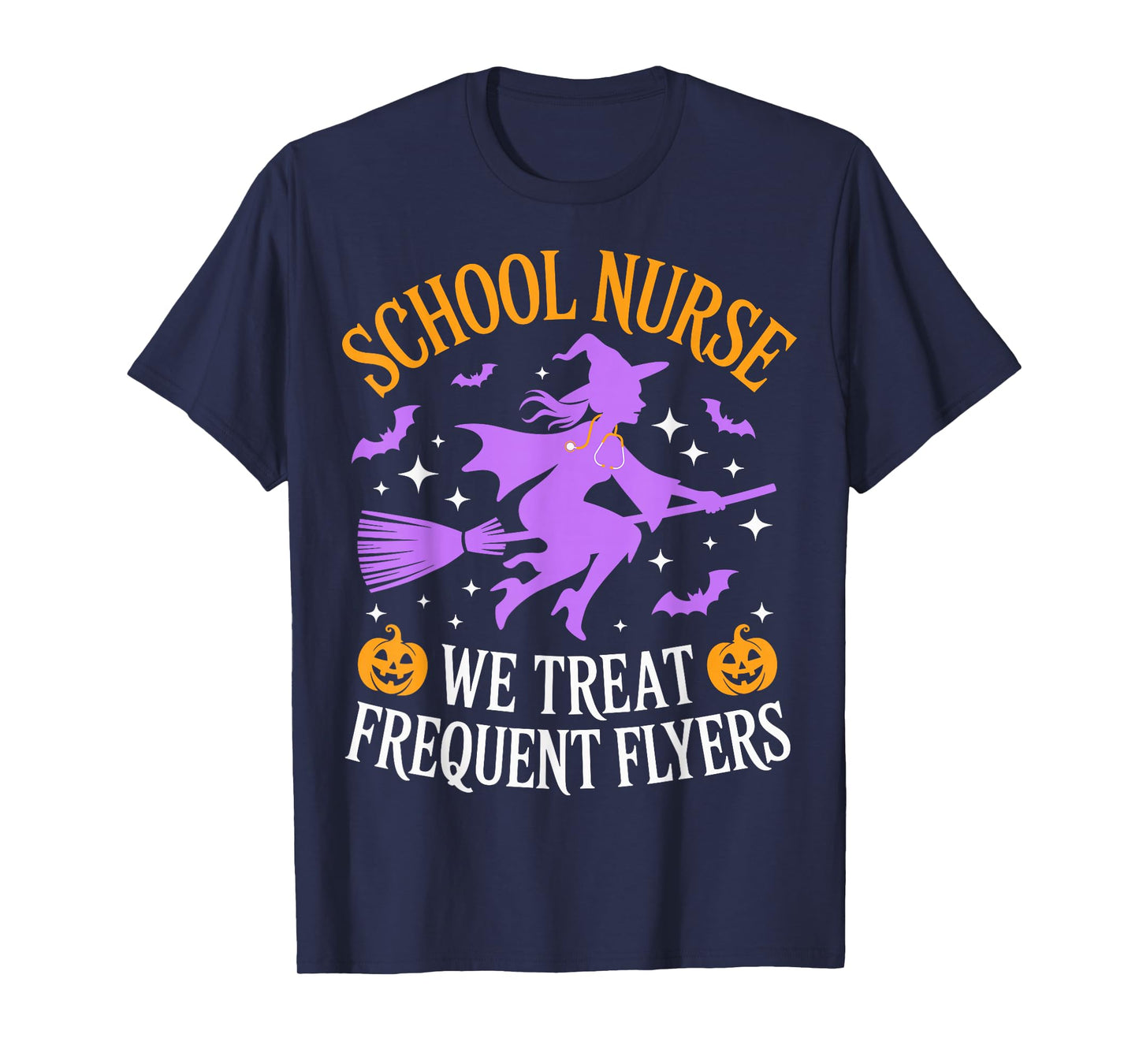 School Nurse We Treat Frequent Flyers Witch Ghost Halloween T-Shirt