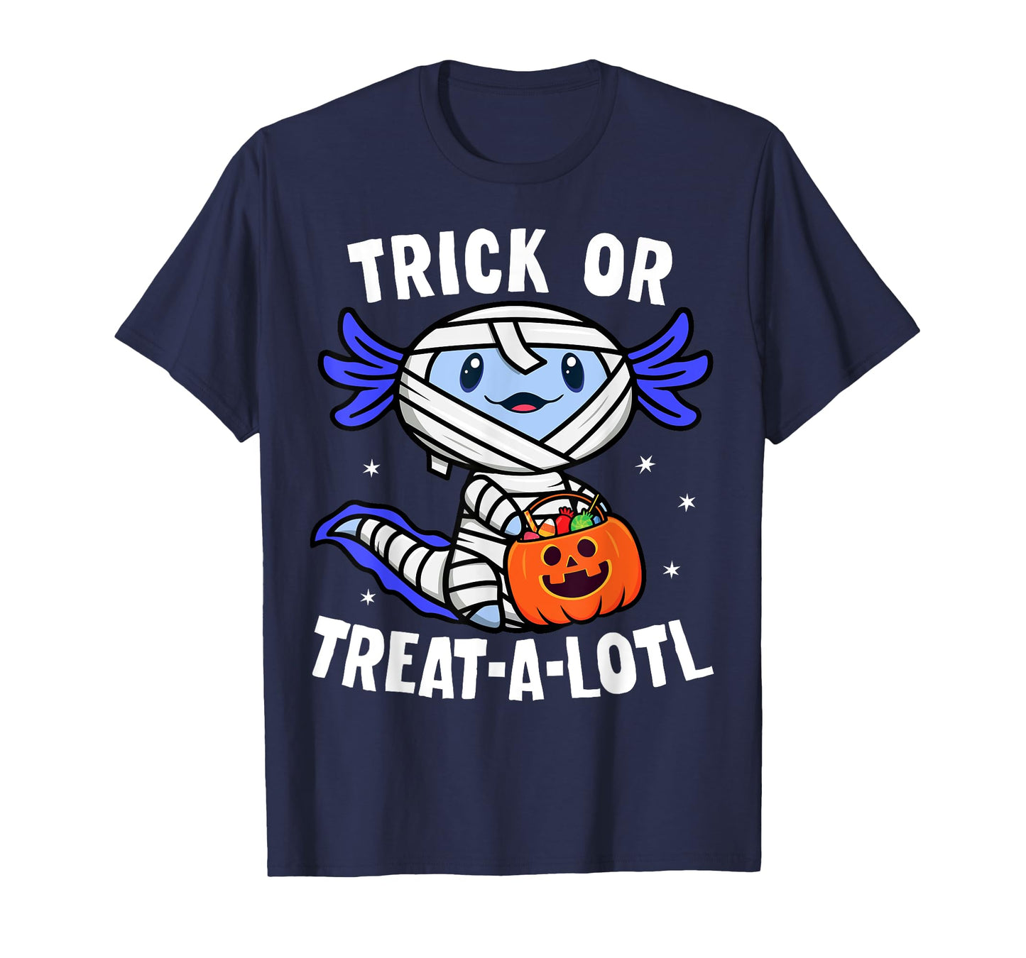 Trick or Treat A Lotl Axolotl Mummy Boys Girls Halloween T-Shirt