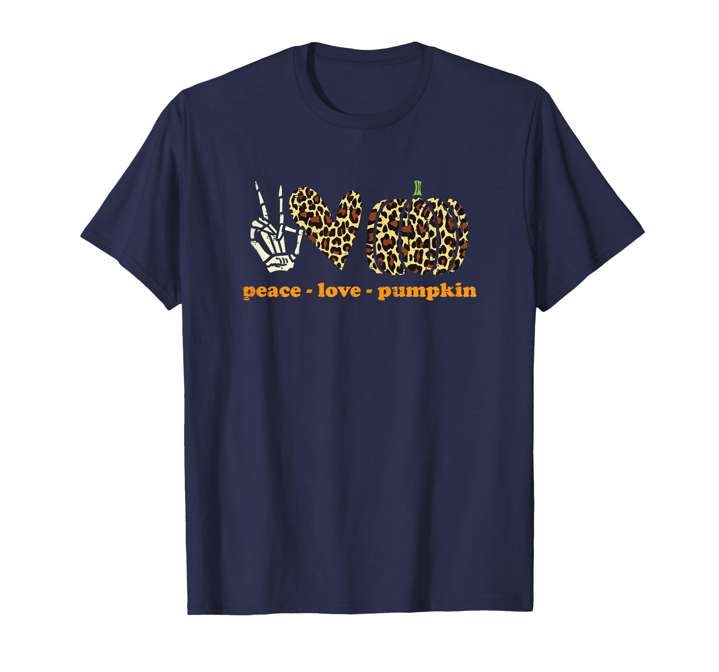 Peace Love Pumpkins Leopard Print Cheetah Halloween Women T-Shirt