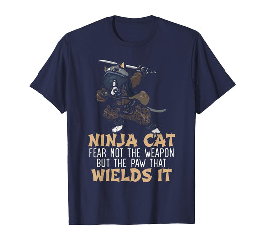 Ninja Cat Mercenary Shuriken Kunai Shinobi Kitty Lover T-Shirt for Men Women Kids
