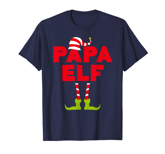 Papa Elf Shirt Men Matching Elf Papa Christmas Pajamas T-Shirt