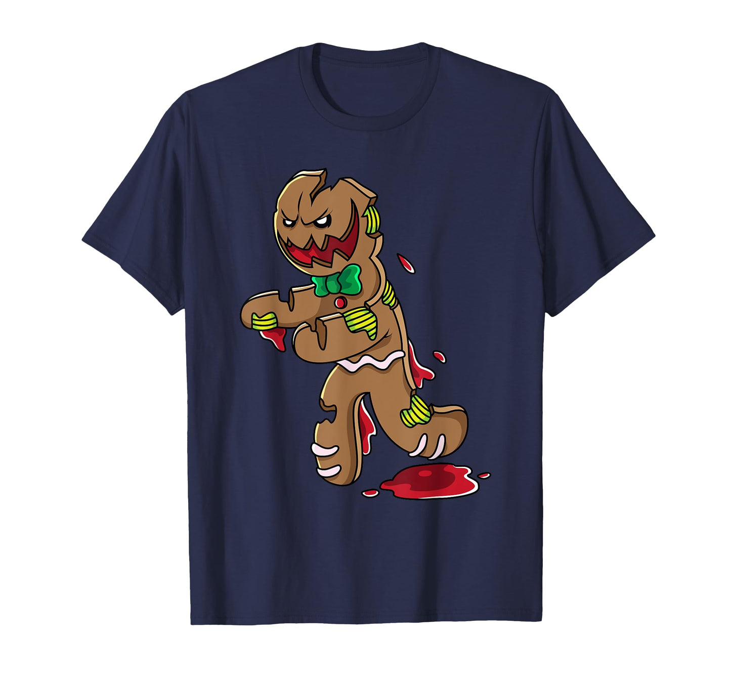 Scary Zombie Gingerbread Man Christmas Horror Krampus Cookie T-Shirt