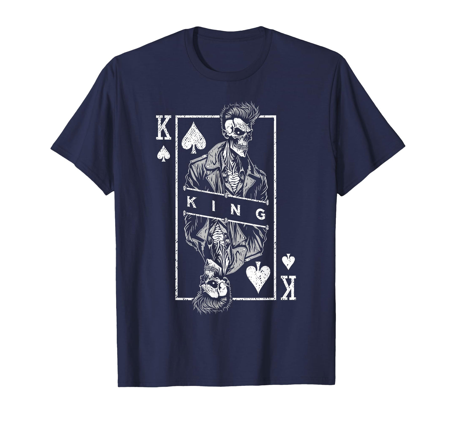 King Of Spades Poker Biker Zombie Halloween Playing Card T-Shirt