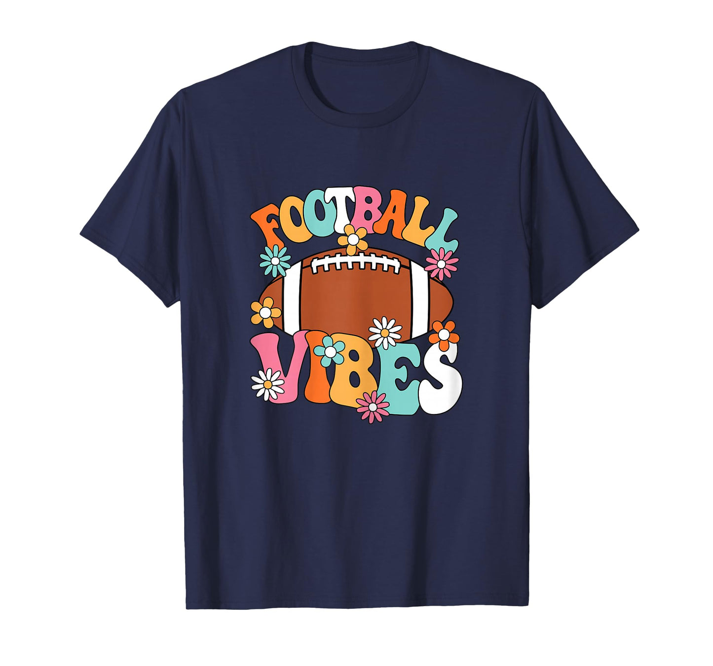 Football Vibes American Football Player Groovy Women Girls T-Shirt