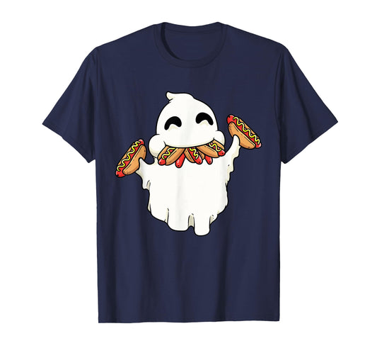 Funny Ghost With Hot Dogs Halloween Hotdog Lover Food Kids T-Shirt
