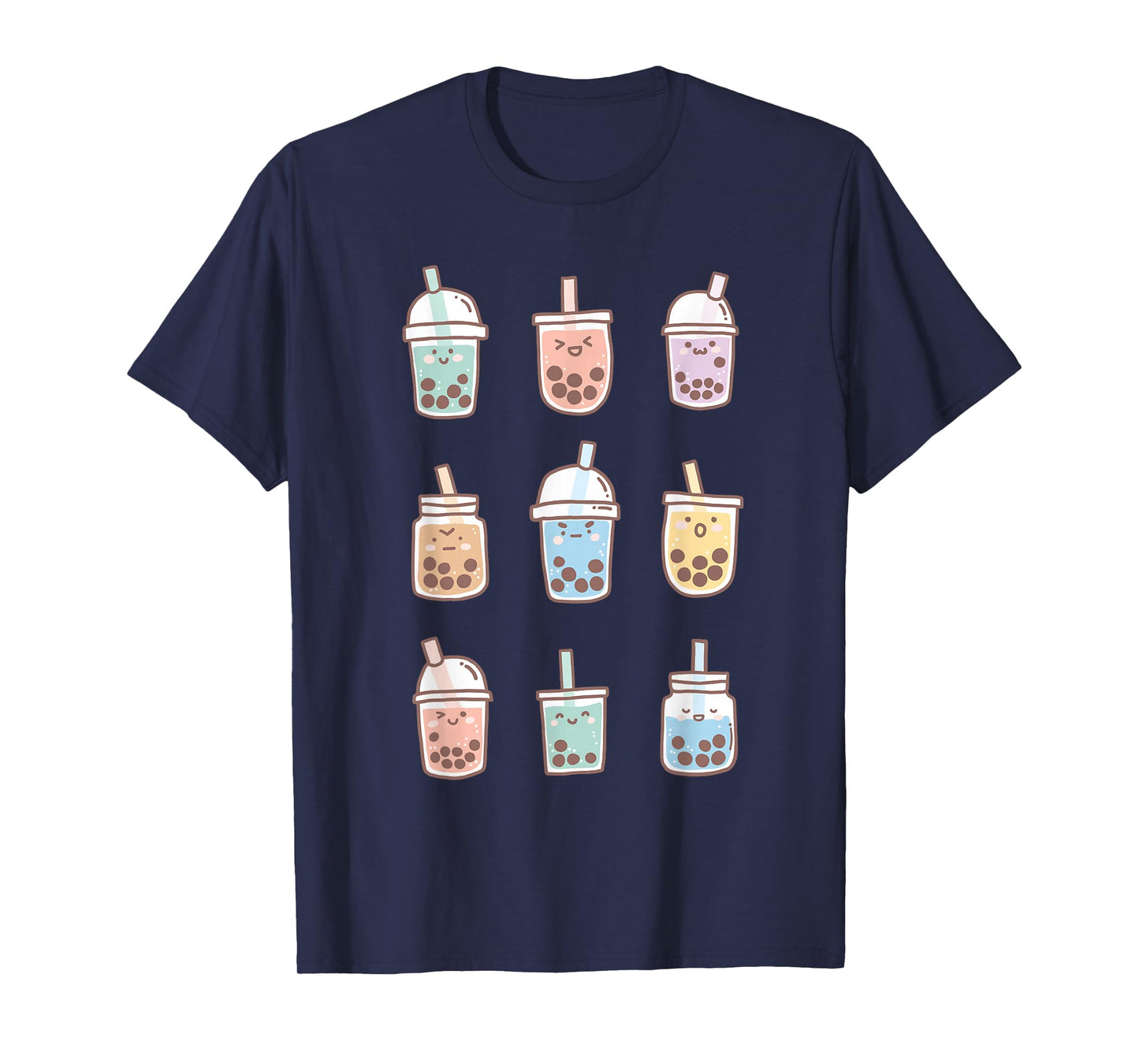 Cute Kawaii Boba Anime Bubble Tea Pastel T-Shirt Small