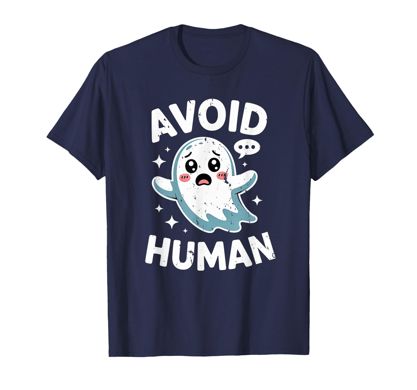 Avoid Humans Cute Kawaii Pastel Ghost Funny Introvert Saying T-Shirt