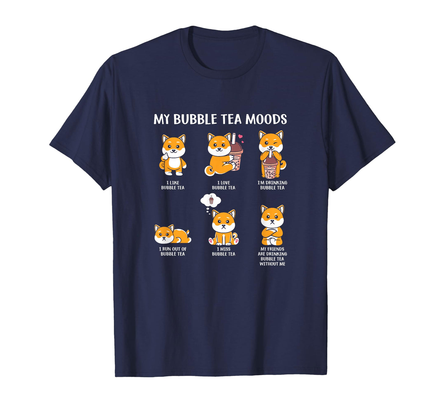 My Bubble Tea Moods Boba Bubble Tea Cup Anime Style T-Shirt