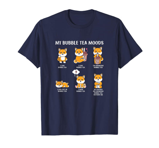 My Bubble Tea Moods Boba Bubble Tea Cup Anime Style T-Shirt