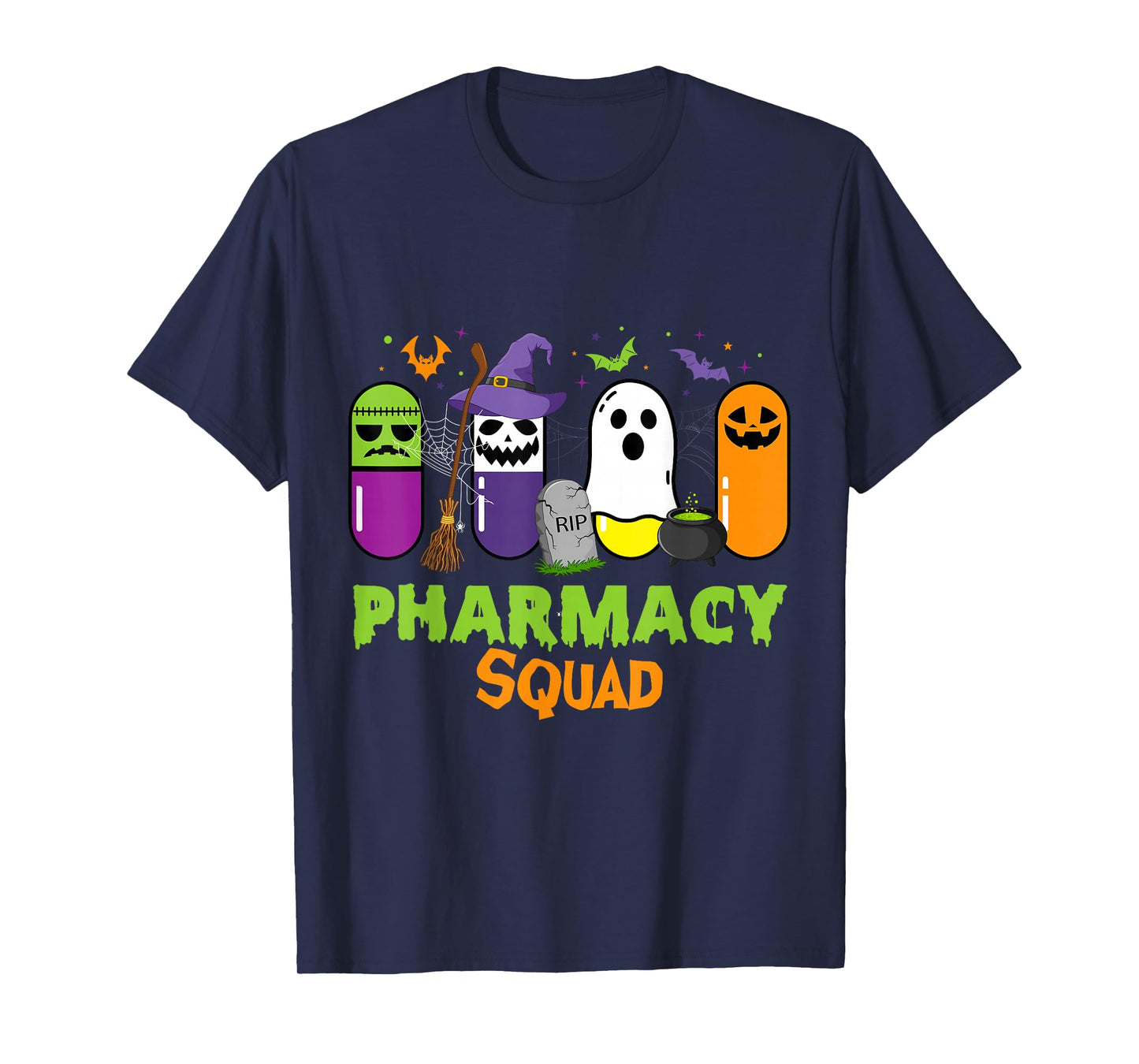 Funny Halloween Pills Pharmacy Squad Costume Pharmacist Tech T-Shirt