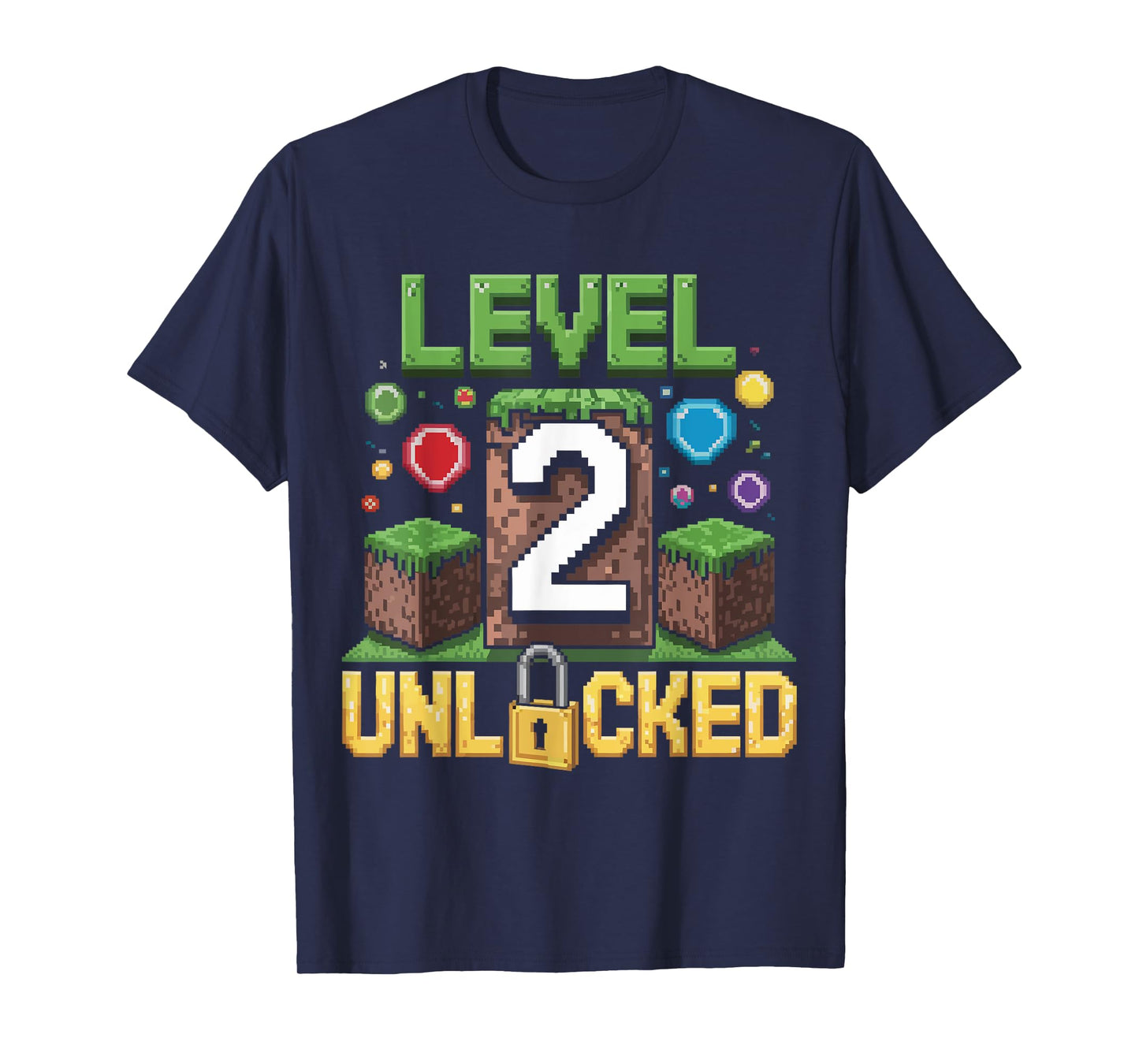 Birthday Boy Shirt Level 2 Unlocked 2nd Birthday Game Pixel T-Shirt