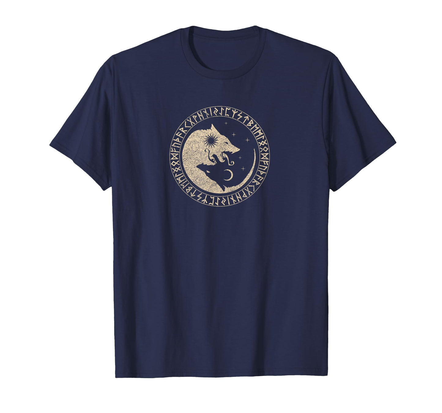 Geri & Freki Odin Wolves Viking Odin Wotan Germanic Moon Sun T-Shirt