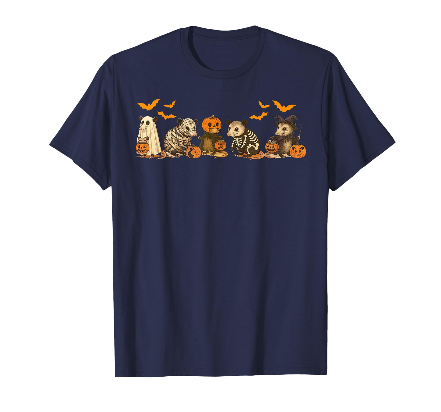Spooky Opossum Skeleton Mummy Ghost Witchy Possum Halloween T-Shirt