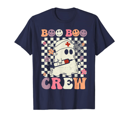 Retro Boo Boo Crew Nurse Halloween Ghost Nursing T-Shirt