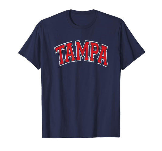 133 Apparel Tampa FL Tampa Arched Red Text T-Shirt