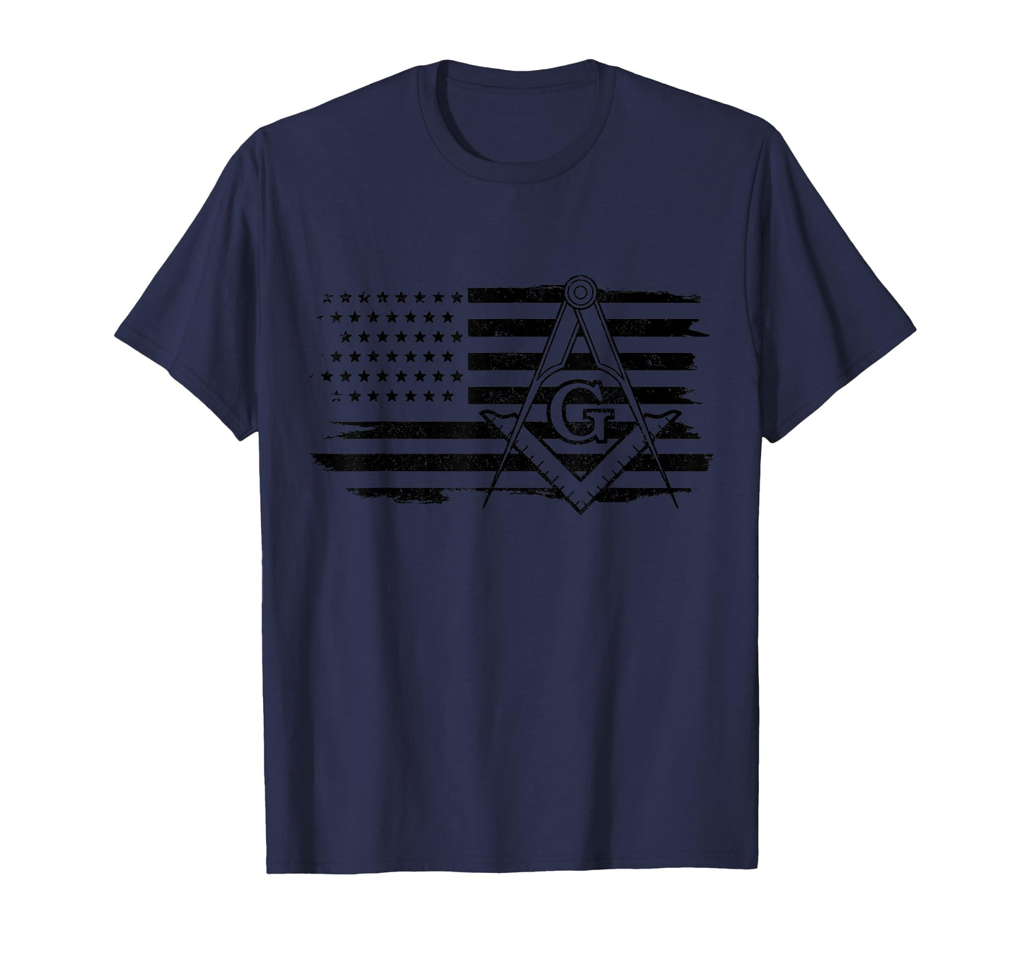 Mason US Flag Square Compass Masonic Patriotic Freemason T-Shirt