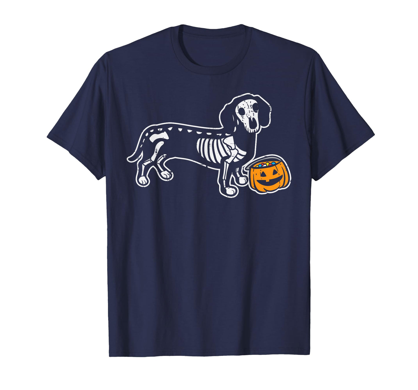 Dachshund Skeleton Jack O Lantern Funny Halloween Wiener Dog T-Shirt
