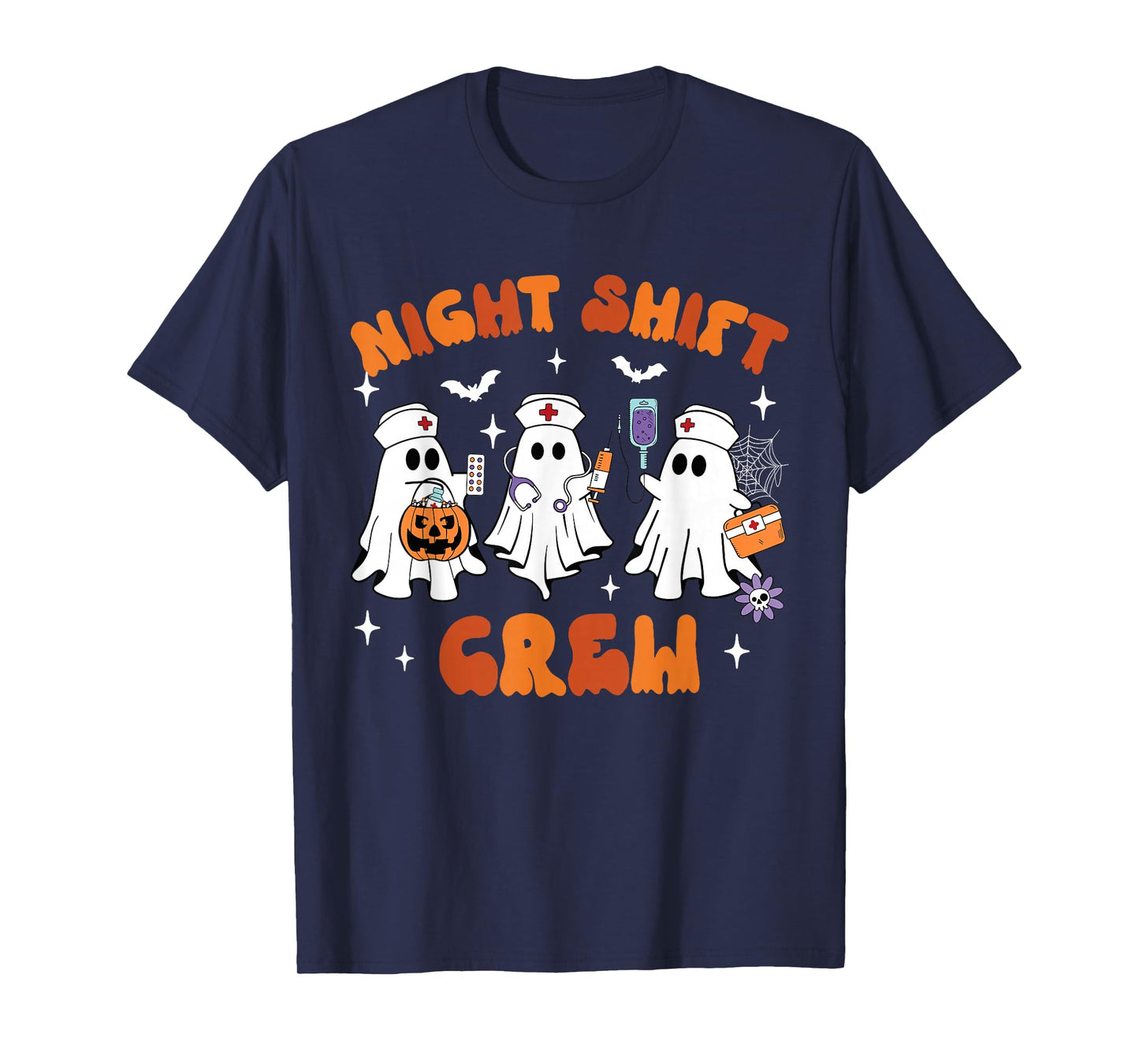 Night Shift Crew Boo Ghost Halloween RN Registered Nurse T-Shirt