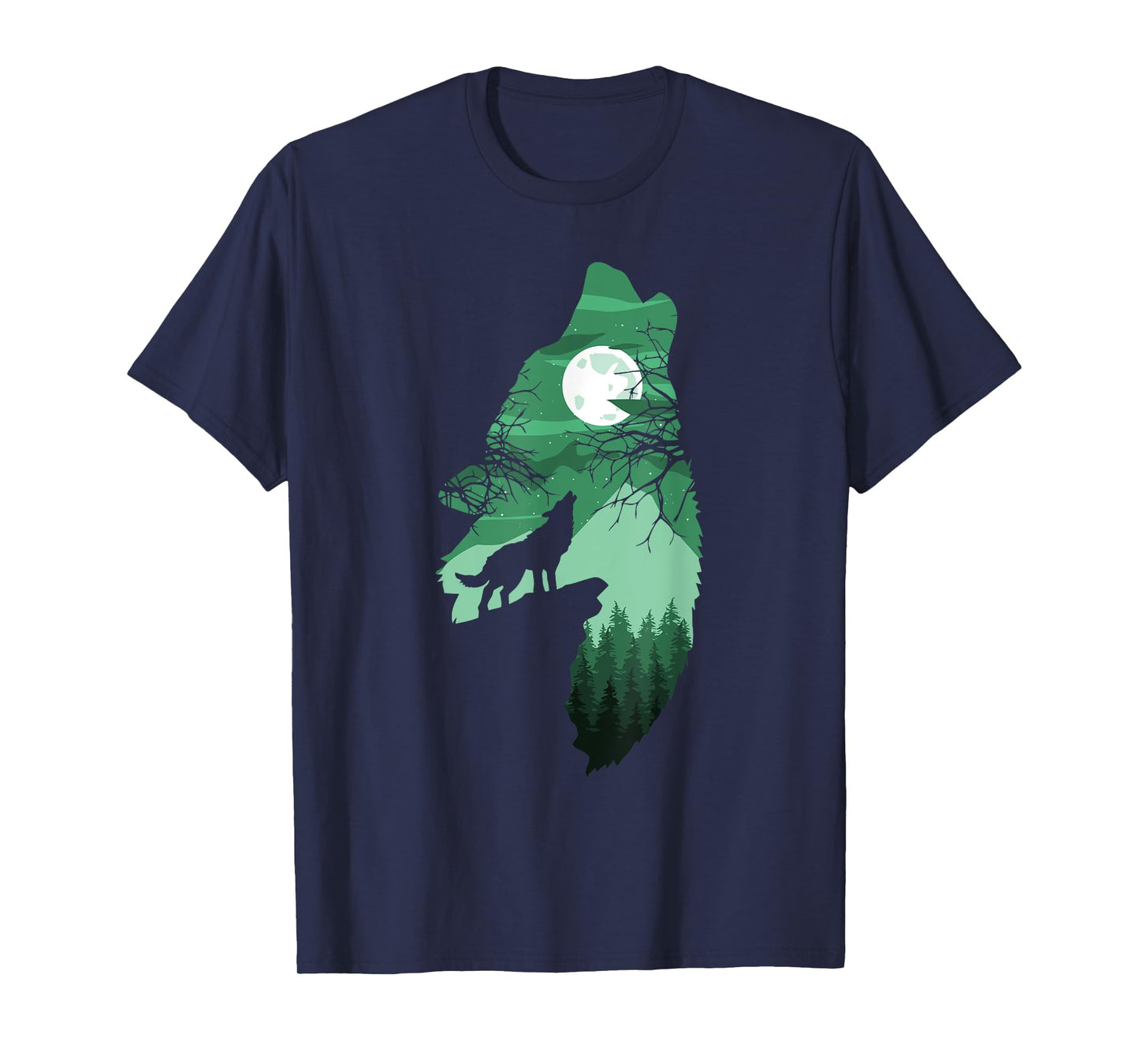 Howling Wolf with Full Moon Wolf Men Women Kids Boys T-Shirt
