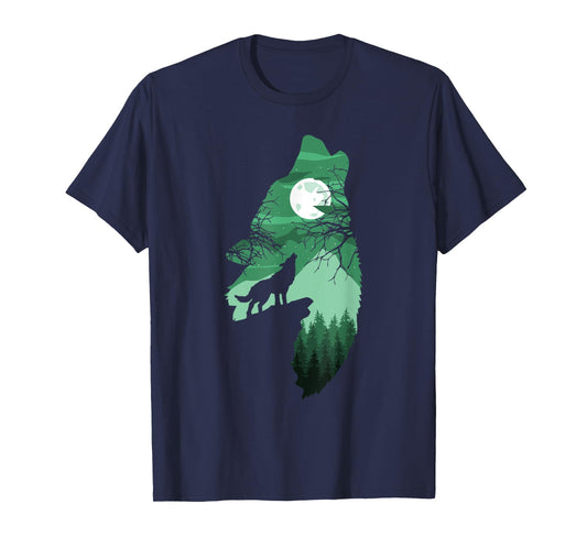 Howling Wolf with Full Moon Wolf Men Women Kids Boys T-Shirt