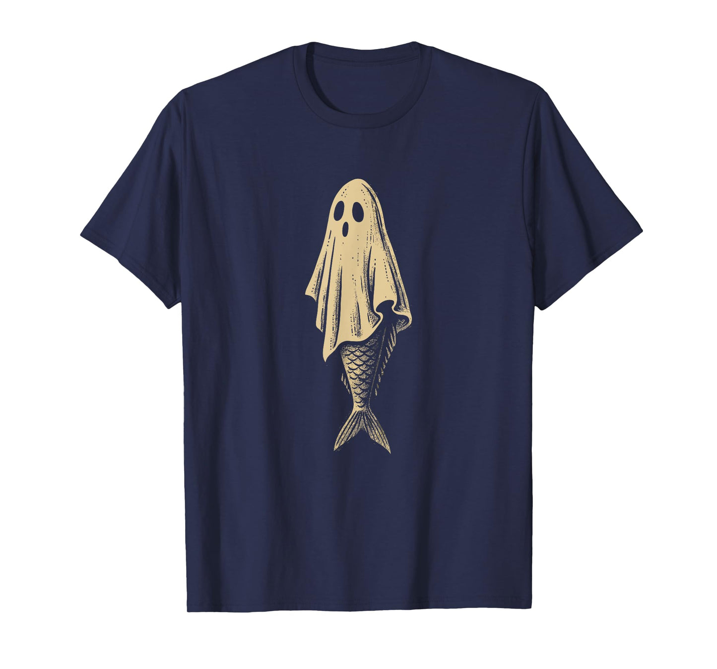 Ghost Fish Scary Fish Haunted Skeleton Cool Retro Fishing T-Shirt