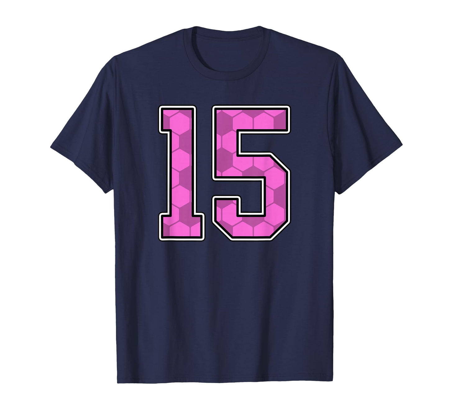 Pink Soccer Pattern Number 15 Jersey Player Uniform #15 T-Shirt