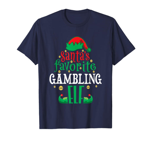 Santa's Favorite Gambling Elf Christmas Matching Casino T-Shirt
