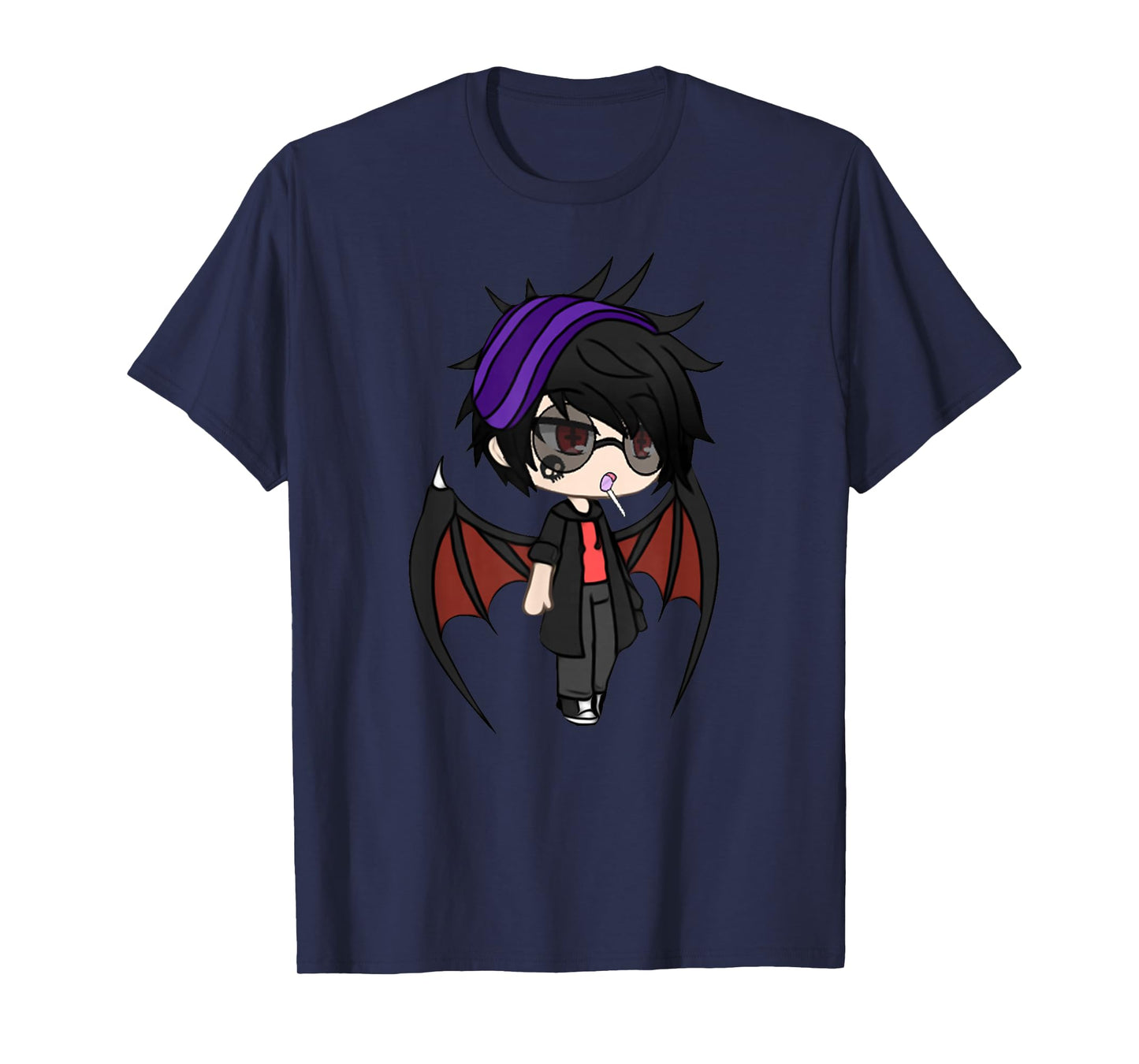 Cute Chibi style Kawaii Anime Vamp Boy with Vampire Wings T-Shirt