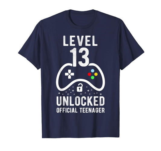 Official Teenager 13th Birthday Level 13 Unlocked T-Shirt