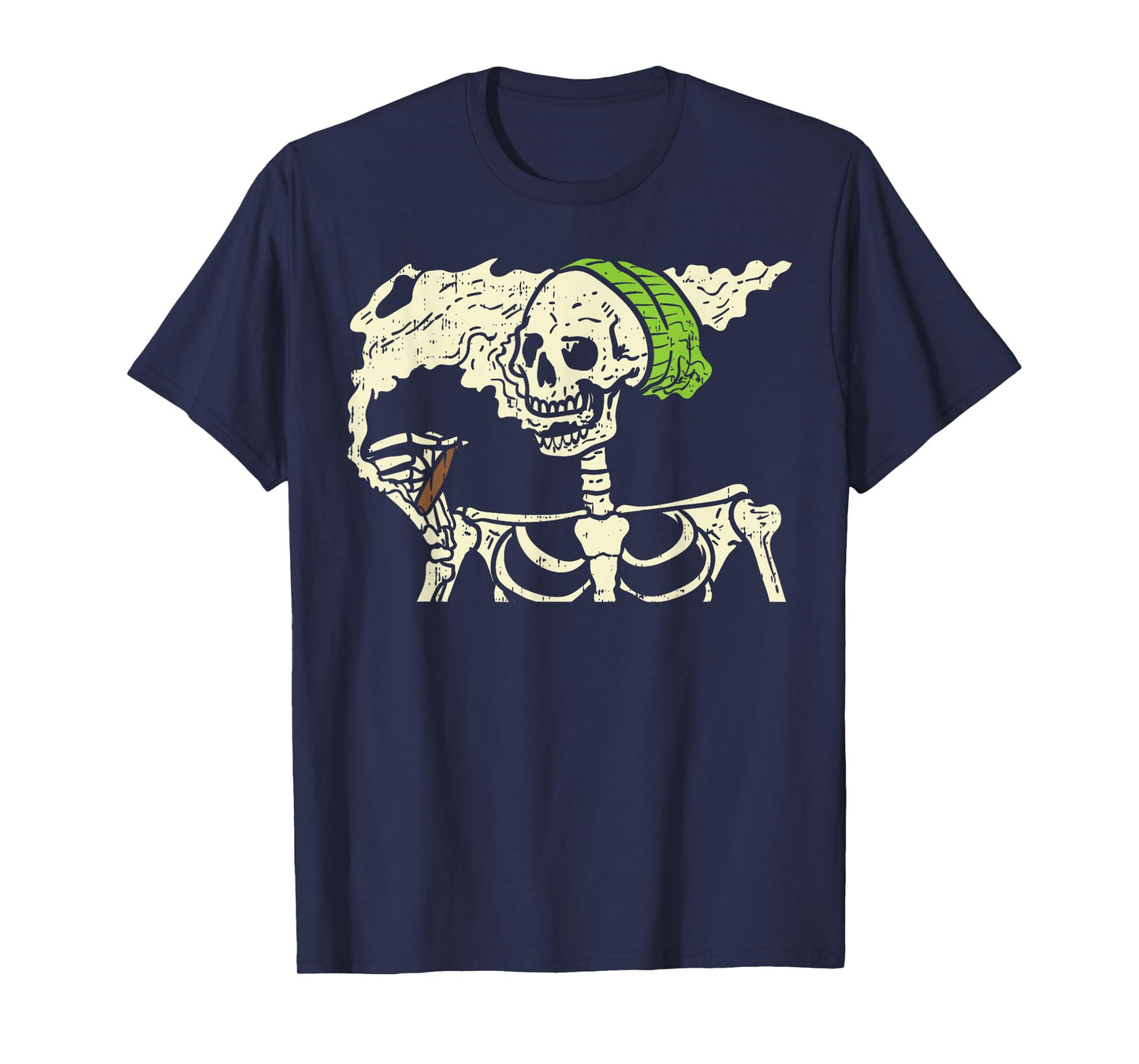 Smoking Skeleton Joint Funny Weed Pot 420 Cannabis Halloween T-Shirt