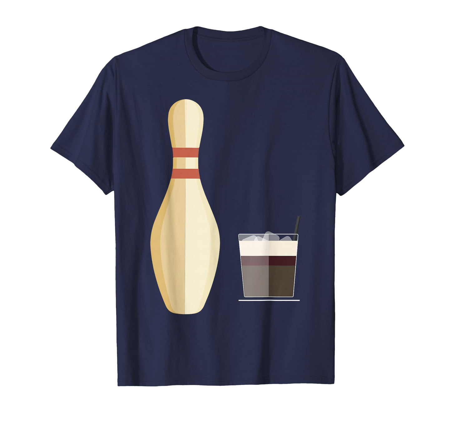The Big Lebowski Bowling Pin Glass of Whiskey Graphic Tee T-Shirt