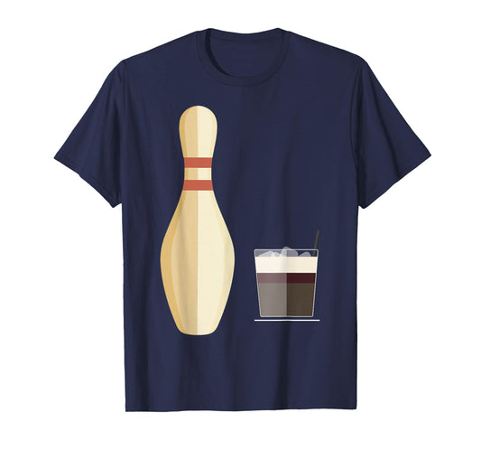 The Big Lebowski Bowling Pin Glass of Whiskey Graphic Tee T-Shirt