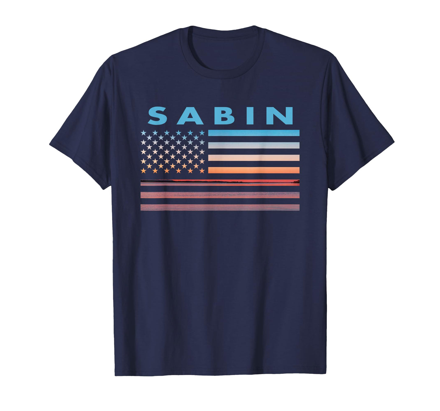 Vintage Sunset American Flag Sabin, Wisconsin T-Shirt for Women Men