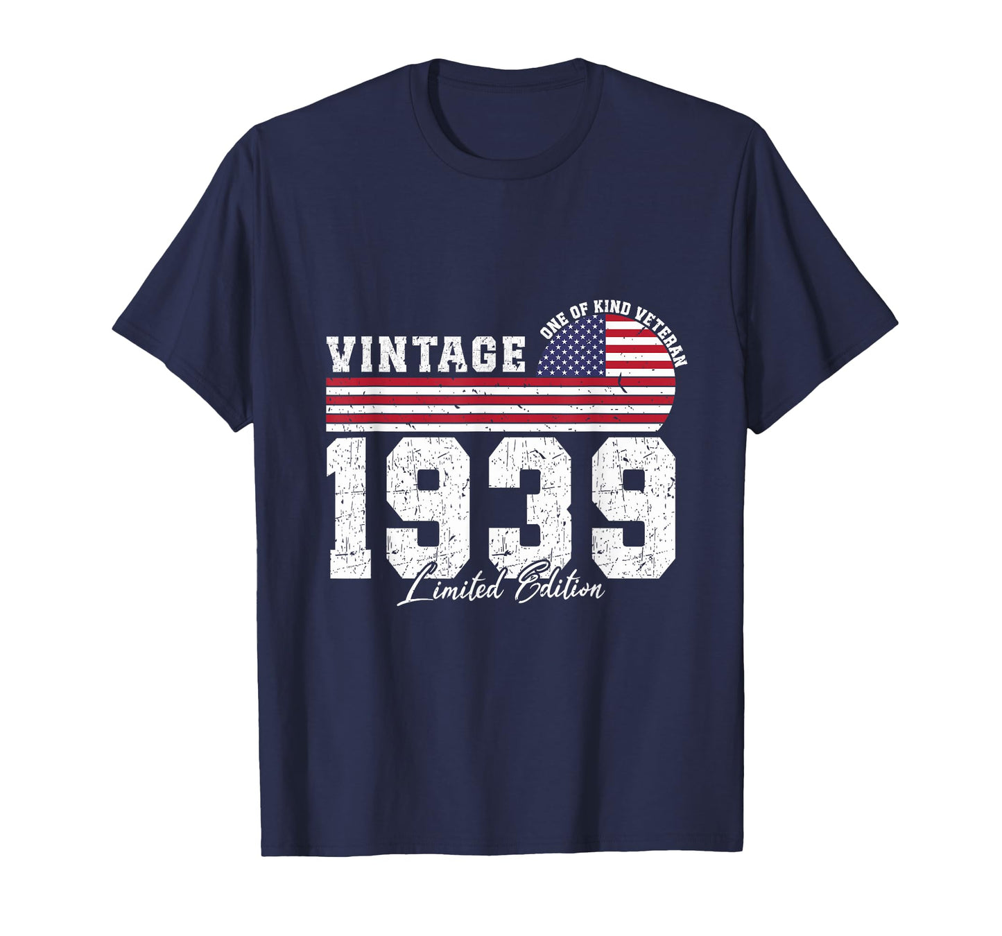Vintage 1939 Birthday American Flag Patriotic Veterans Day T-Shirt