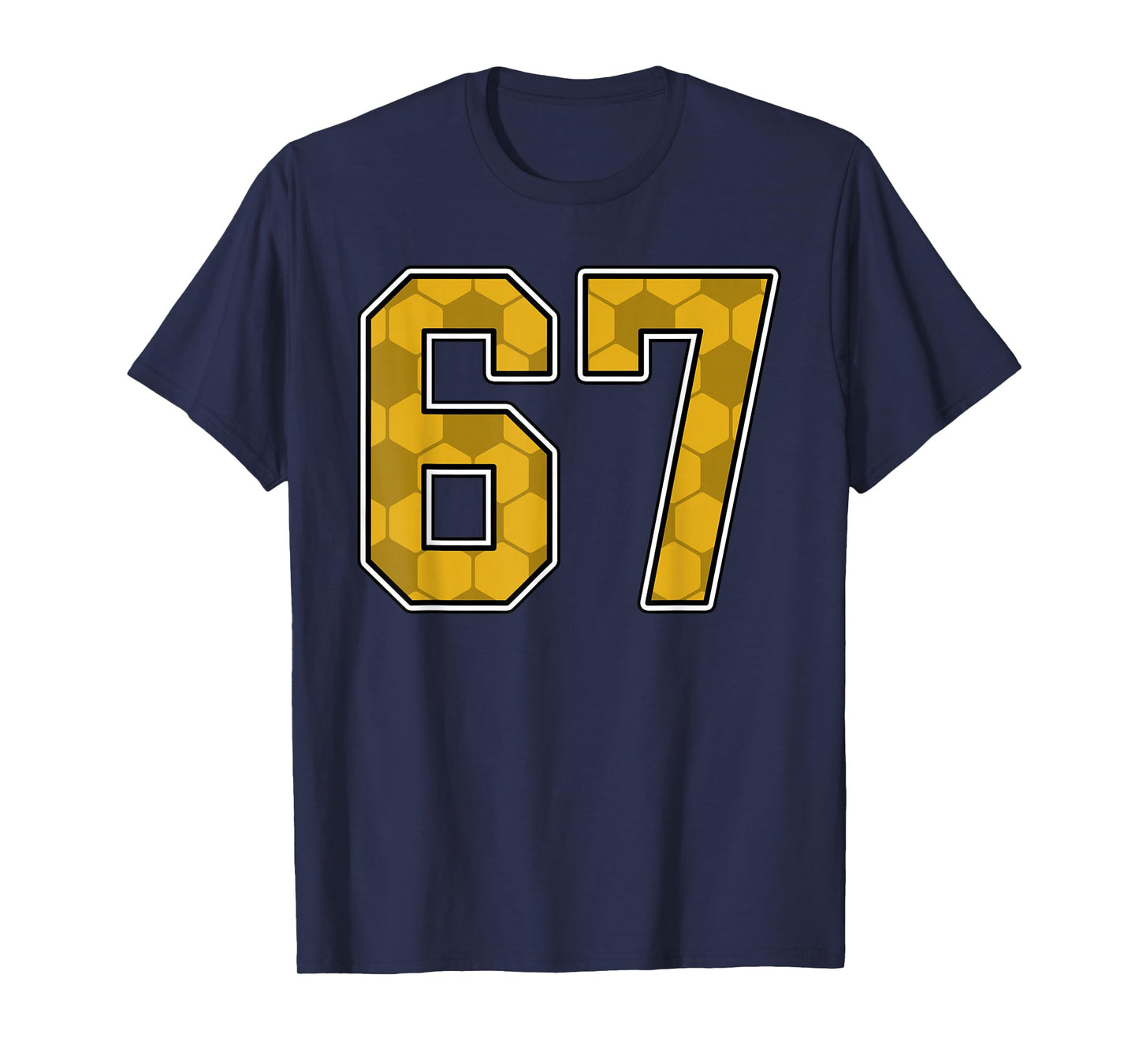 Gold Soccer Pattern Number 67 Jersey Player Uniform #67 T-Shirt