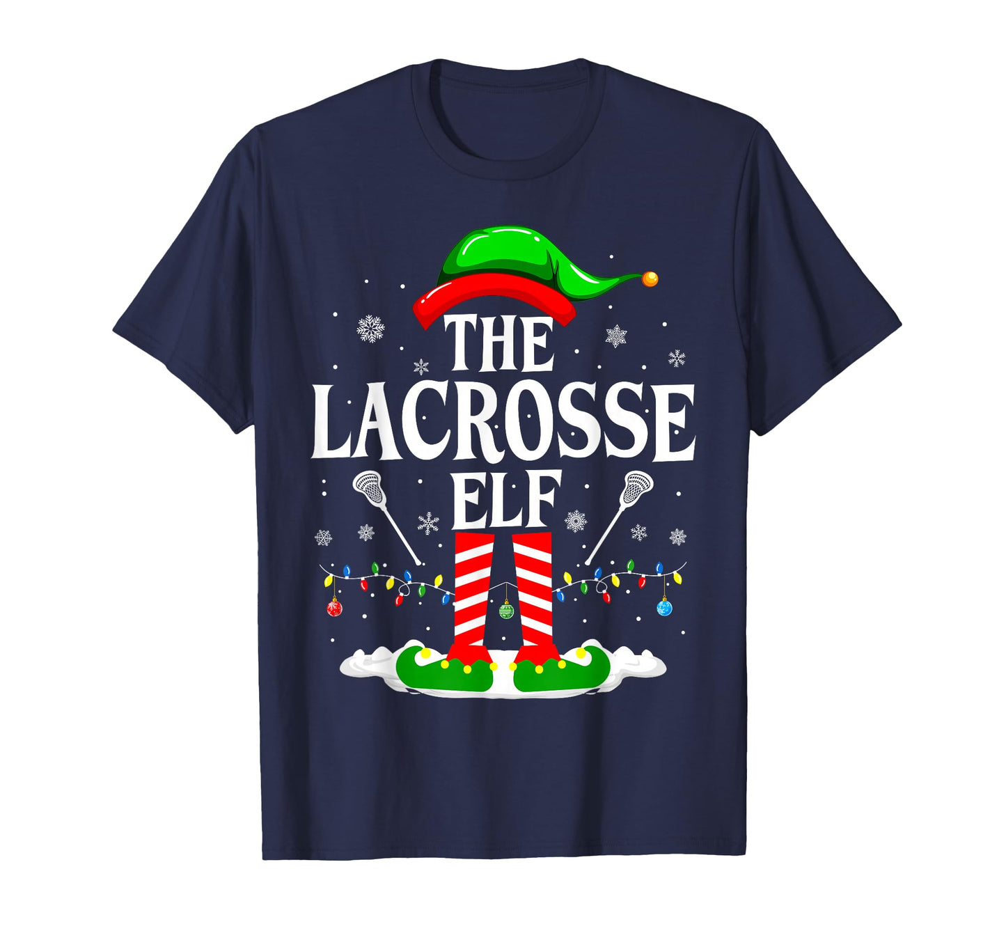 The Lacrosse Elf Funny Matching Xmas Lacrosse Christmas Lax T-Shirt
