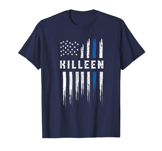 Thin Blue Line Heart Killeen Police Officer Texas Cops T-Shirt
