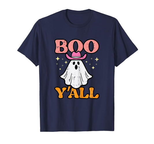 Halloween Boo Yall Ghost Cowgirl Costume Girls Kids Women T-Shirt